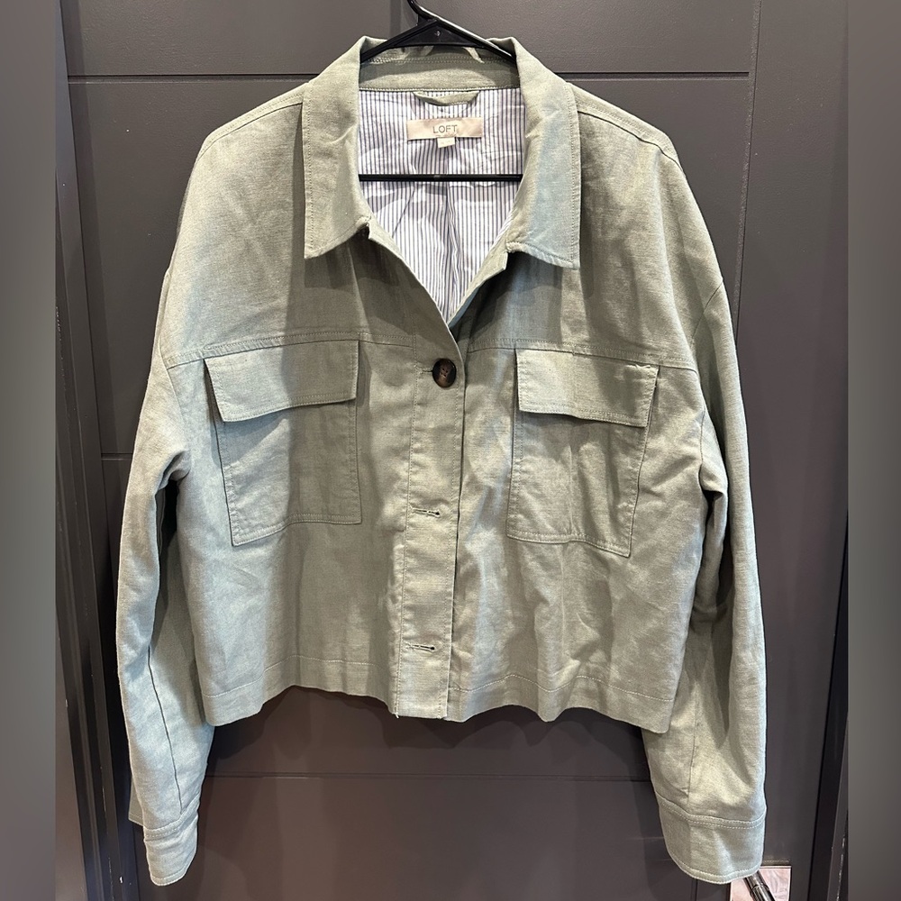 LOFT Green Cropped Jacket